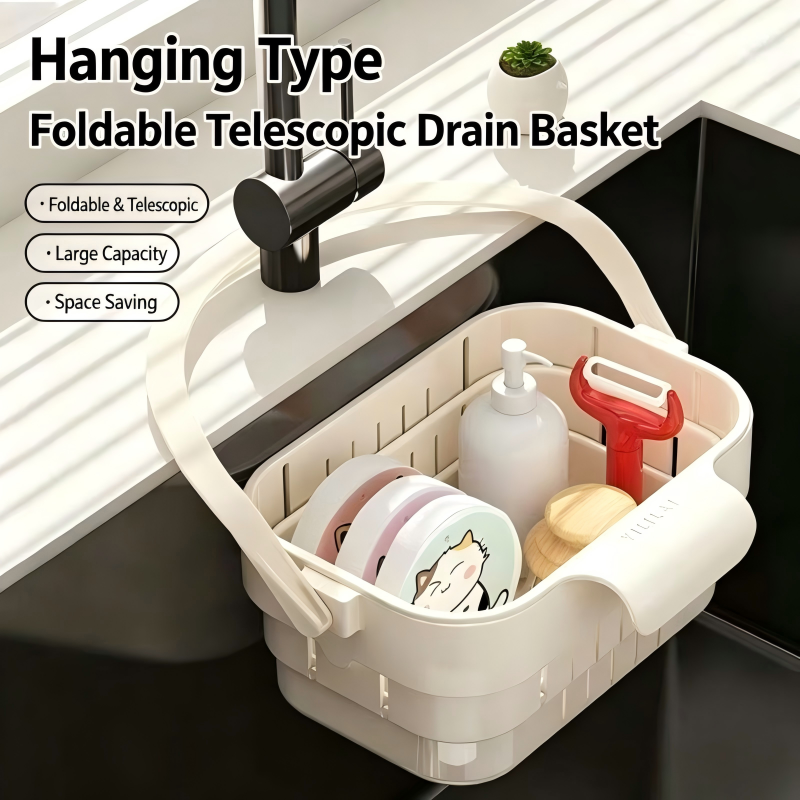 Thickened Retractable Fruit Vegetable Washing Basket Drain Rack Hanging