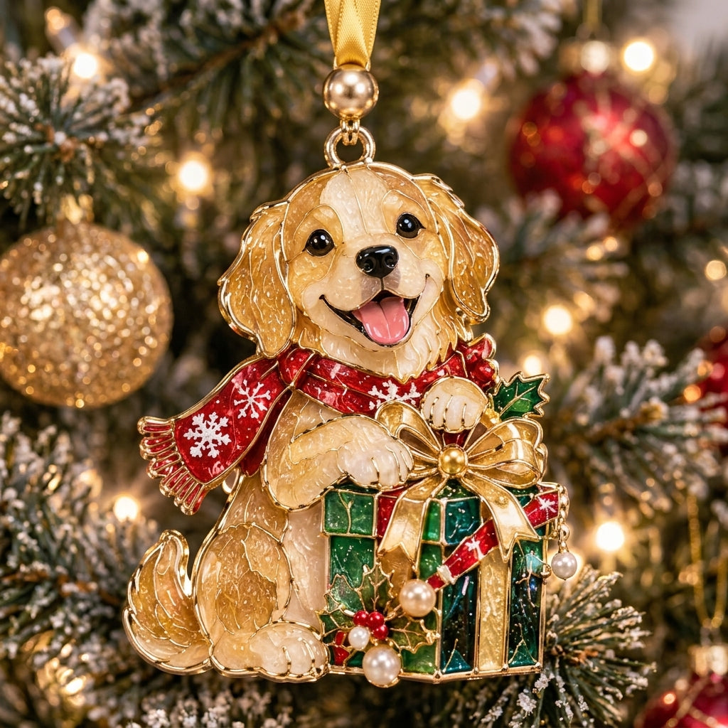 Christmas Golden Retriever XR2110005CL Christmas Ornament