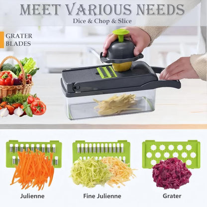 Multifunctional Food Chopper with Stainless Steel Blades Vegetable Slicer Dicer