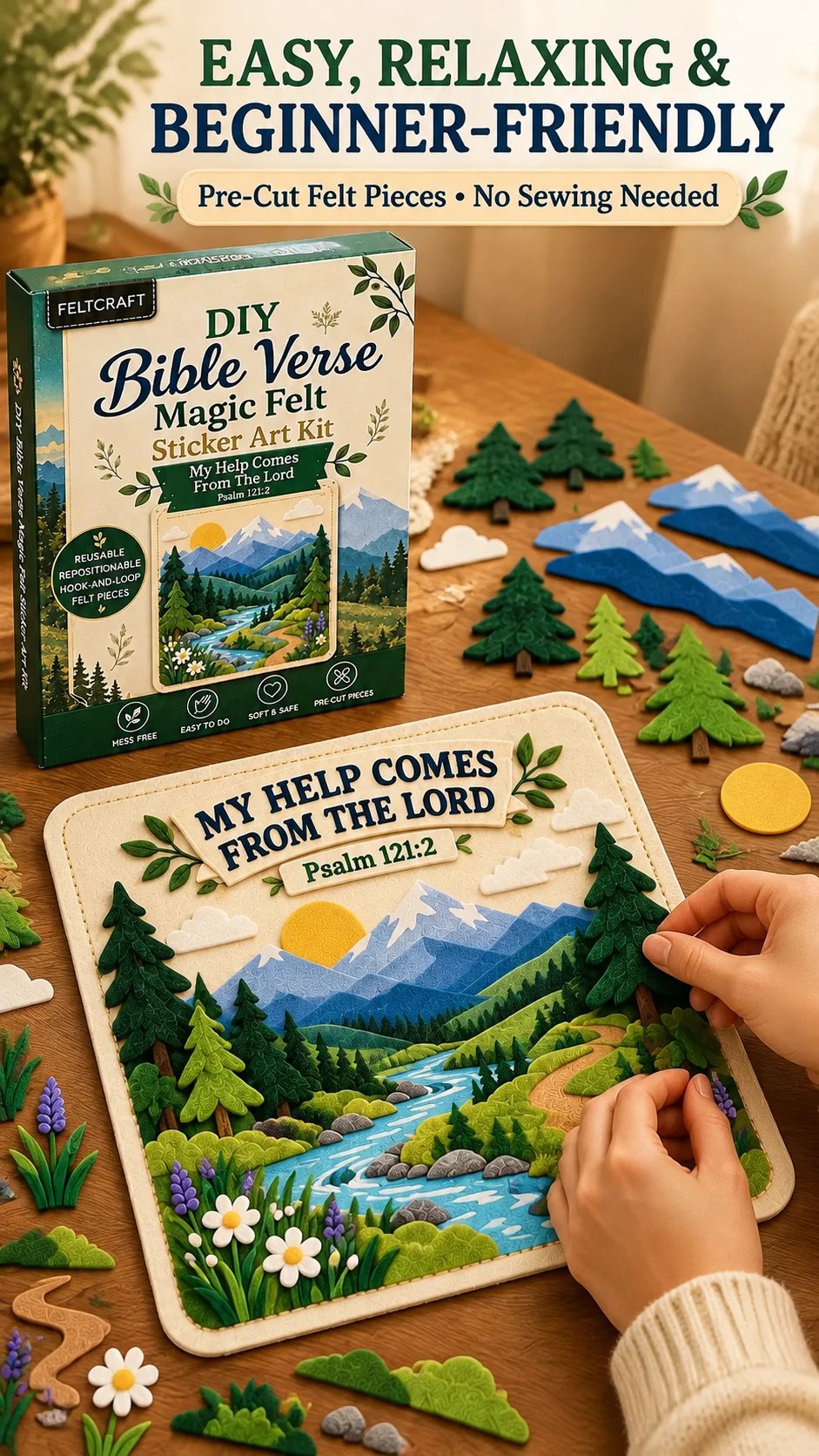 ✝️✨ Bible Verse Magic Felt Sticker Art DIY Kit – Beginner-Friendly Christian Craft 🙏🌿