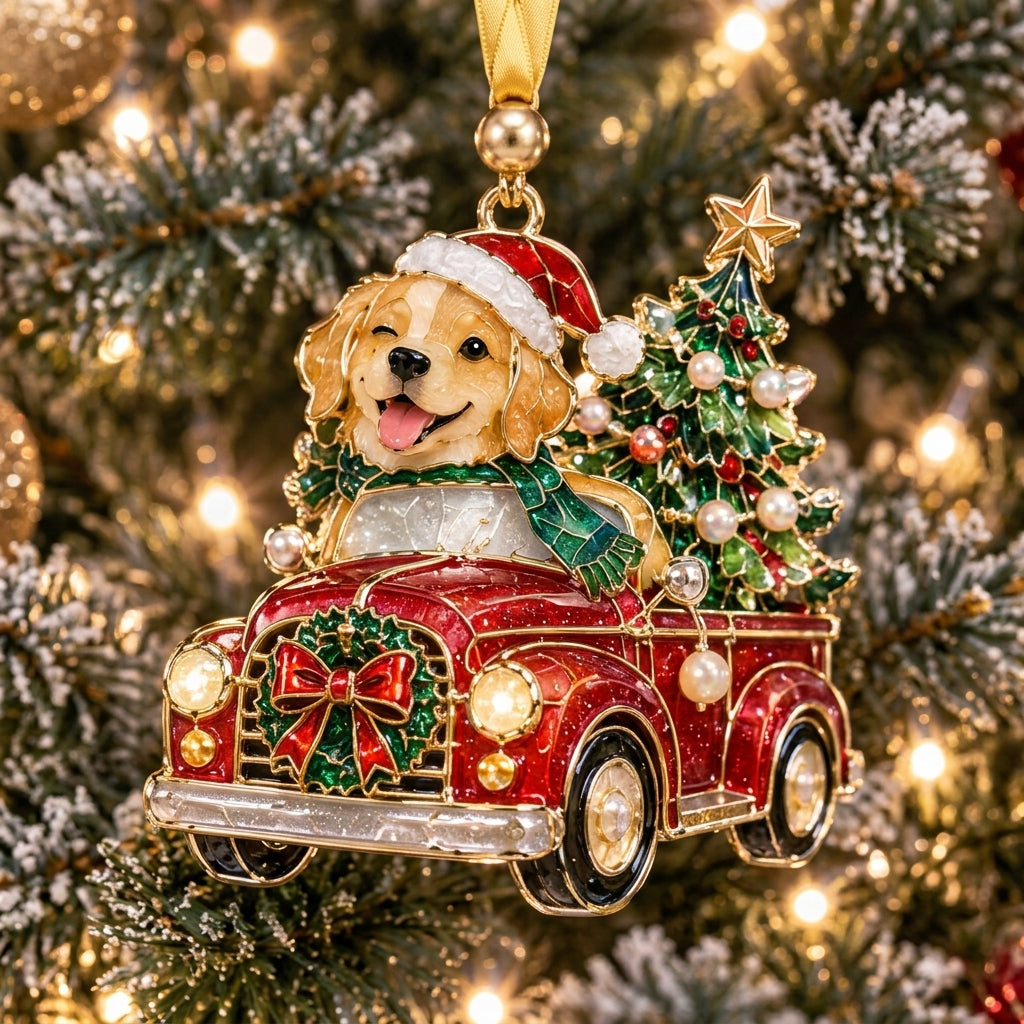 Christmas Golden Retriever XR2110005CL Christmas Ornament