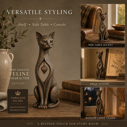🐱 ❤️Last Day 50% OFF – Heritage Heart Cat SculptureTM | Vintage Metal Keepsake for Cat Lovers