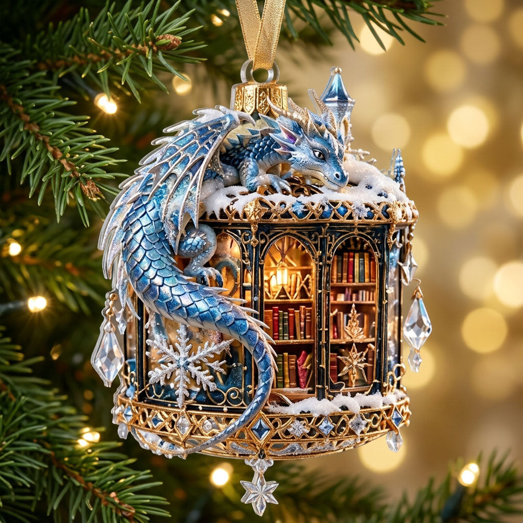 Frosted Lantern Library XR1710031CL Christmas Ornament