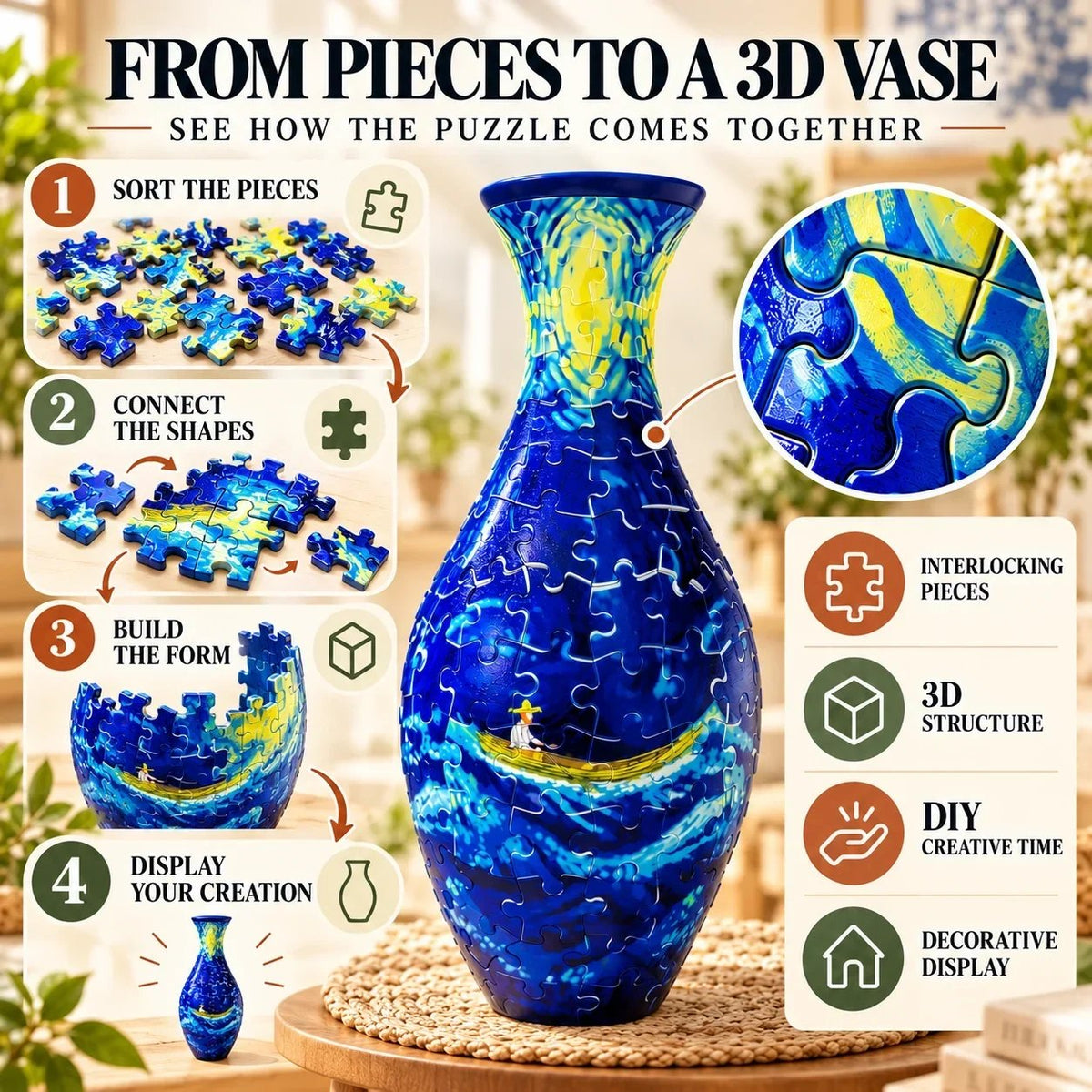 💐✨ 3D DIY Puzzle Vase – 11 Creative Designs, Decorative Flower Vase & Craft Gift(📦Buy 2 Free Shipping)