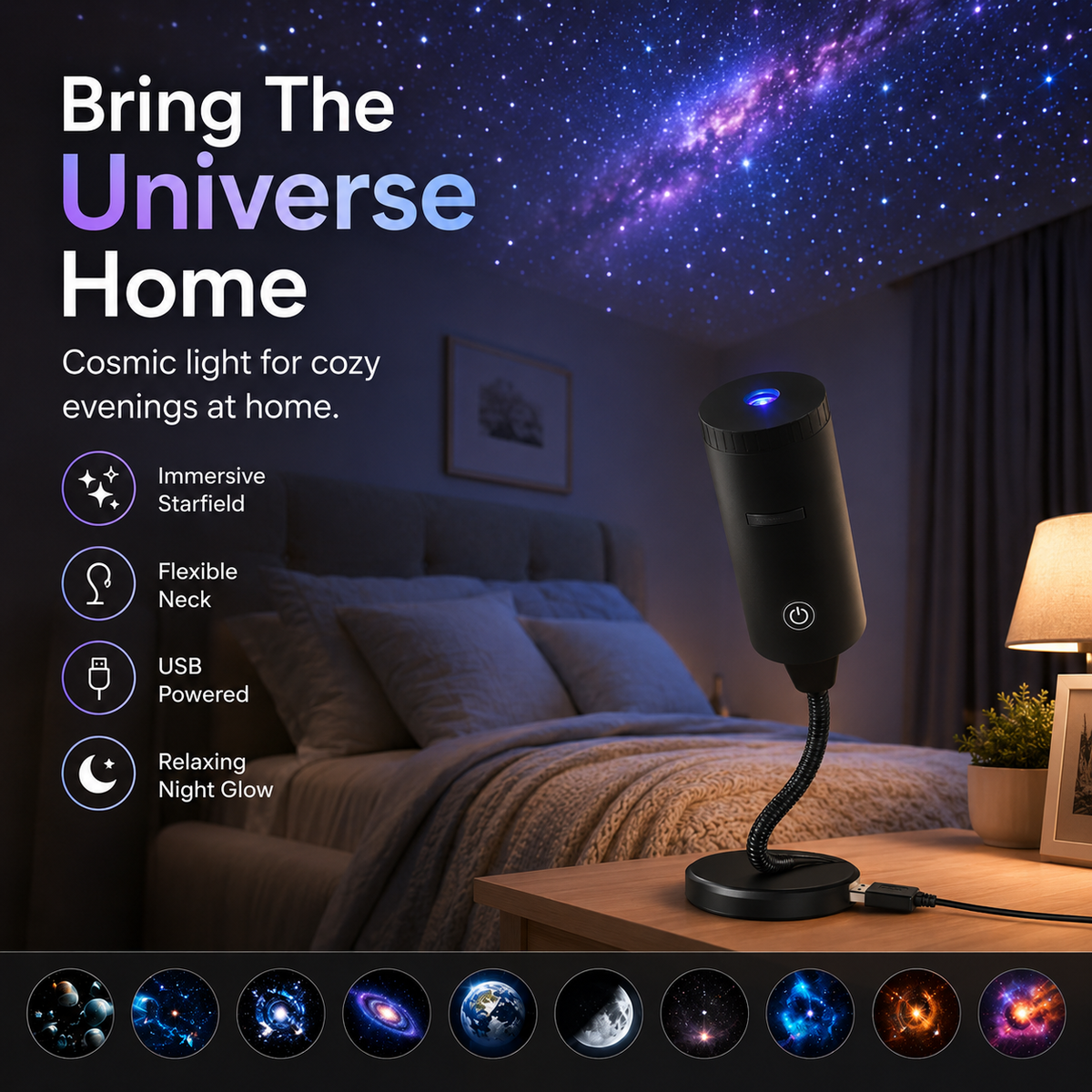 USB Holiday Projector With Changing Scenes for Festive Family Gatherings