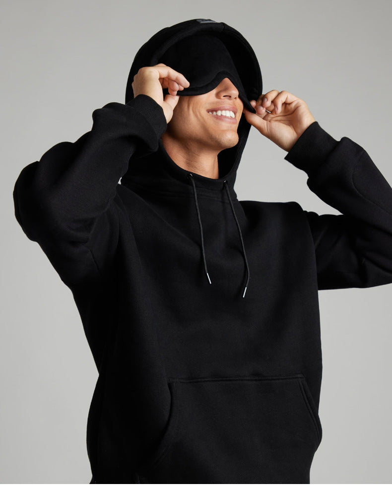 🌙 Travel Sweatshirt Hoodie with Built-in Sleep Mask