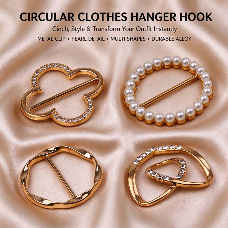 4 Counts Women's Fashion Metal Shirt Clips, Shape-Including Round and Heart Designs 🧷