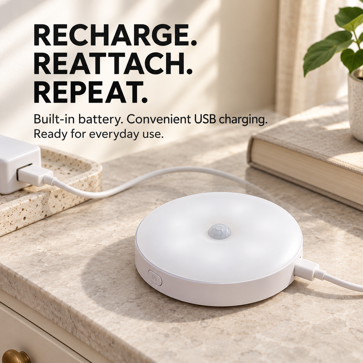 Rechargeable Motion Sensor Night Light – Magnetic Mount & 3 Light Colors