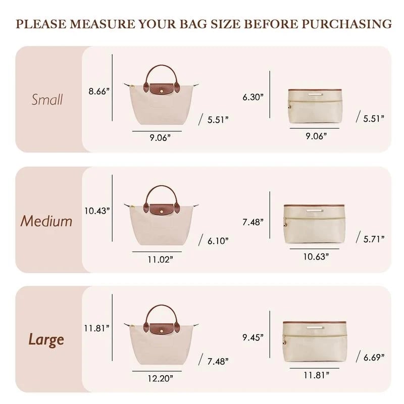 Silky Satin Tote Bag Insert Organizer with Handles