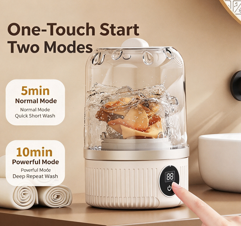 ✈️ Travel Mini Laundry Washer Cup, USB‑C Rechargeable for Dorm & Apartment🧺