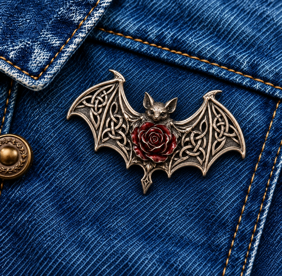 🖤Gothic Celtic Moon Moth Brooch  – Mystical Vintage-Inspired Pin