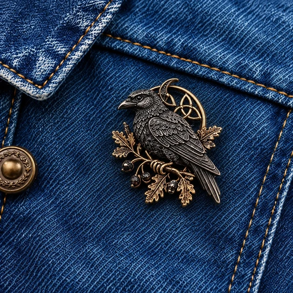 🖤Gothic Celtic Moon Moth Brooch  – Mystical Vintage-Inspired Pin