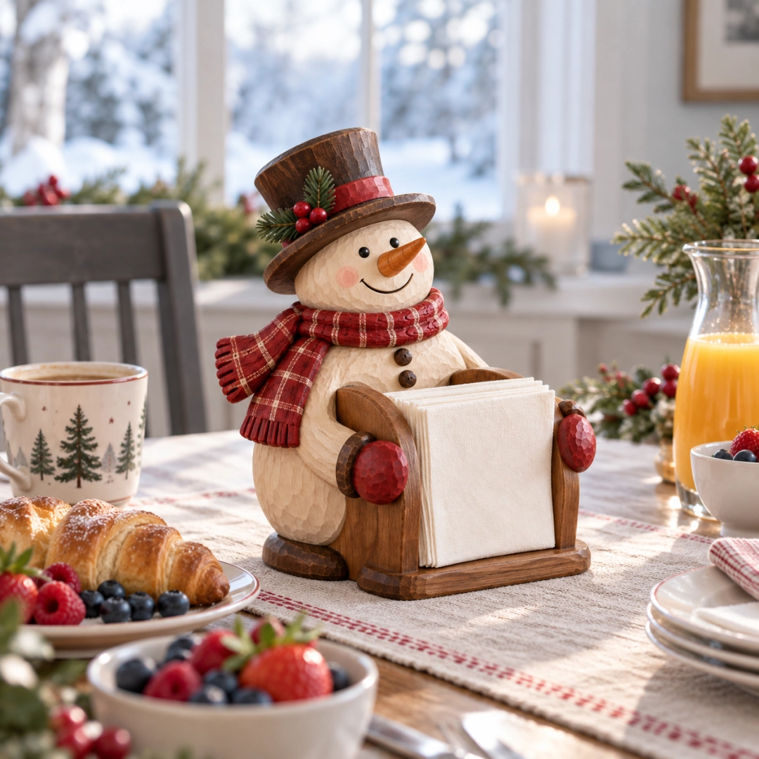 Christmas Wooden Snowman Napkin Holder