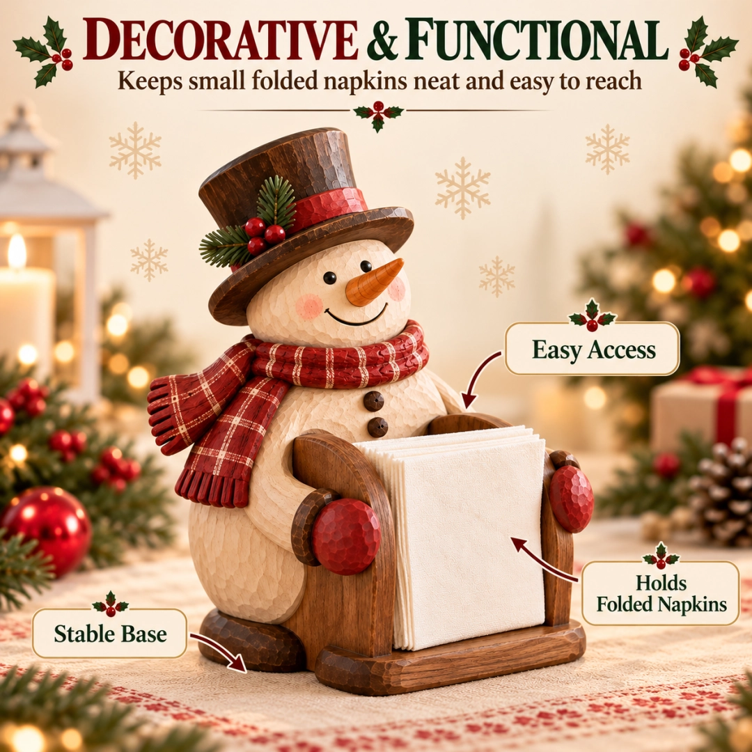 Christmas Wooden Snowman Napkin Holder