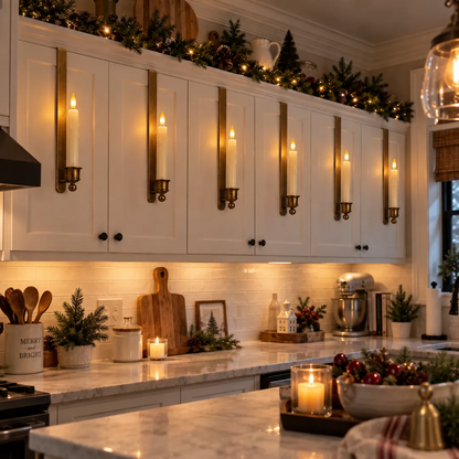 3-Pack Vintage Brass Cabinet Candles with Remote