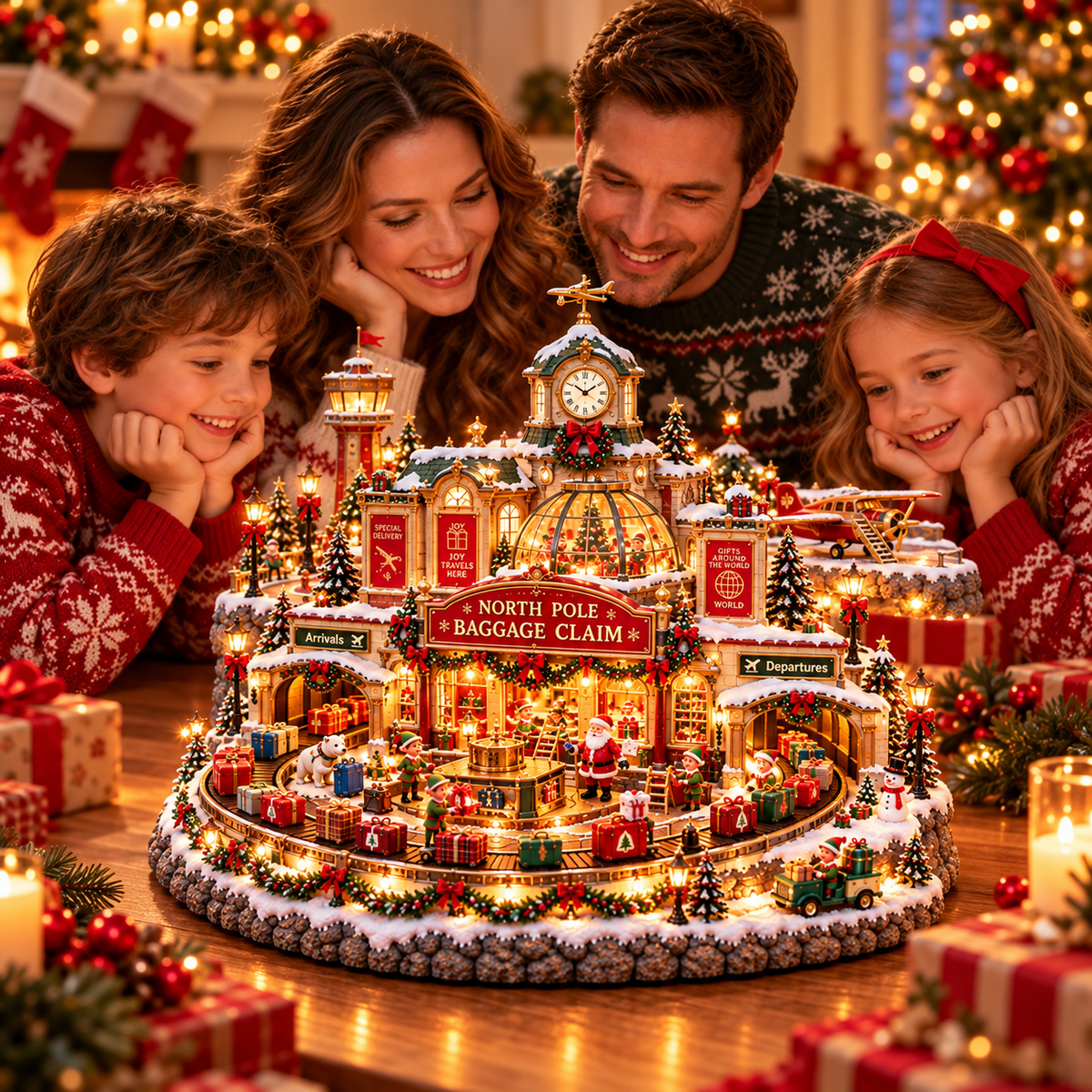 Christmas Luggage Carousel 🎅🧳 – Lighted Holiday Baggage Conveyor Scene 🎄✨