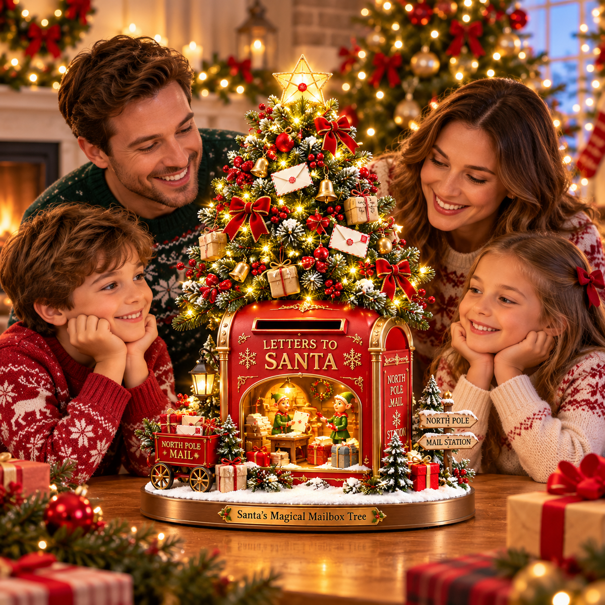 Santa’s Magical Christmas Mailbox Tree 🎅📮 – Enchanting Lighted Holiday Decor ✨🎄
