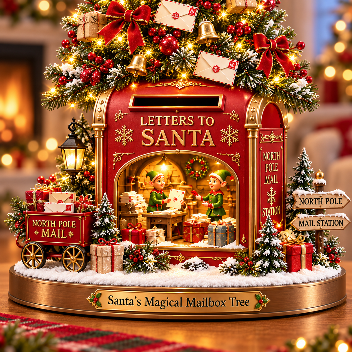 Santa’s Magical Christmas Mailbox Tree 🎅📮 – Enchanting Lighted Holiday Decor ✨🎄