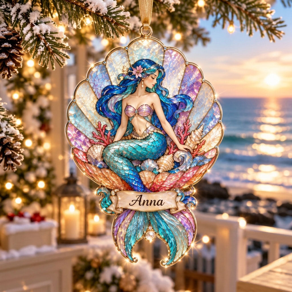 Personalized Mermaid Seashell XR1610011CL Christmas Ornament