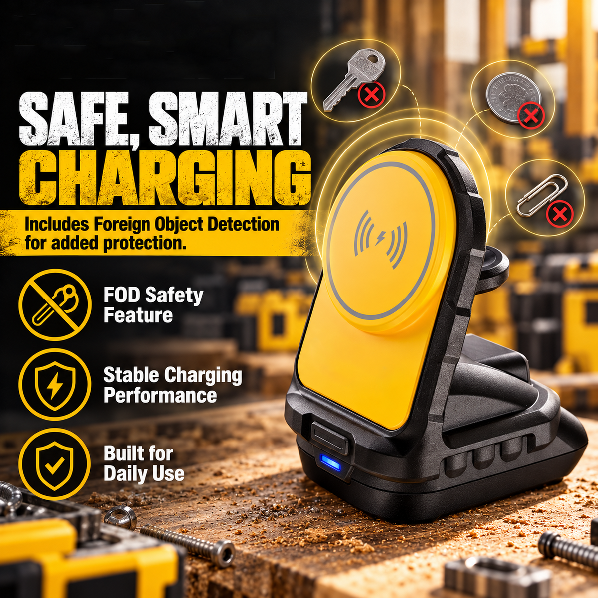 DEWALT 2-in-1 Magnetic Wireless Charger for Phone & Apple Watch
