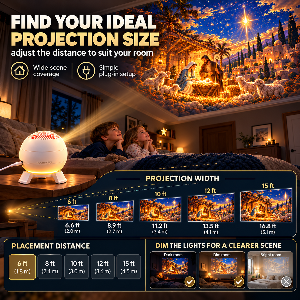 ✝️🌟 Nativity Christmas 5D Projection Light – Transform Any Room Into the Night of Bethlehem