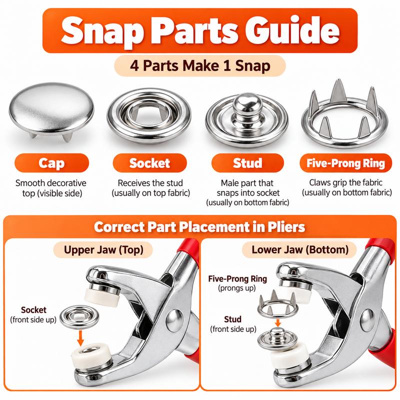 Seamless Stitching Sewing Kit-100Pcs Invisible Colored Metal Buckle & Manual Pressure Pliers 🔧