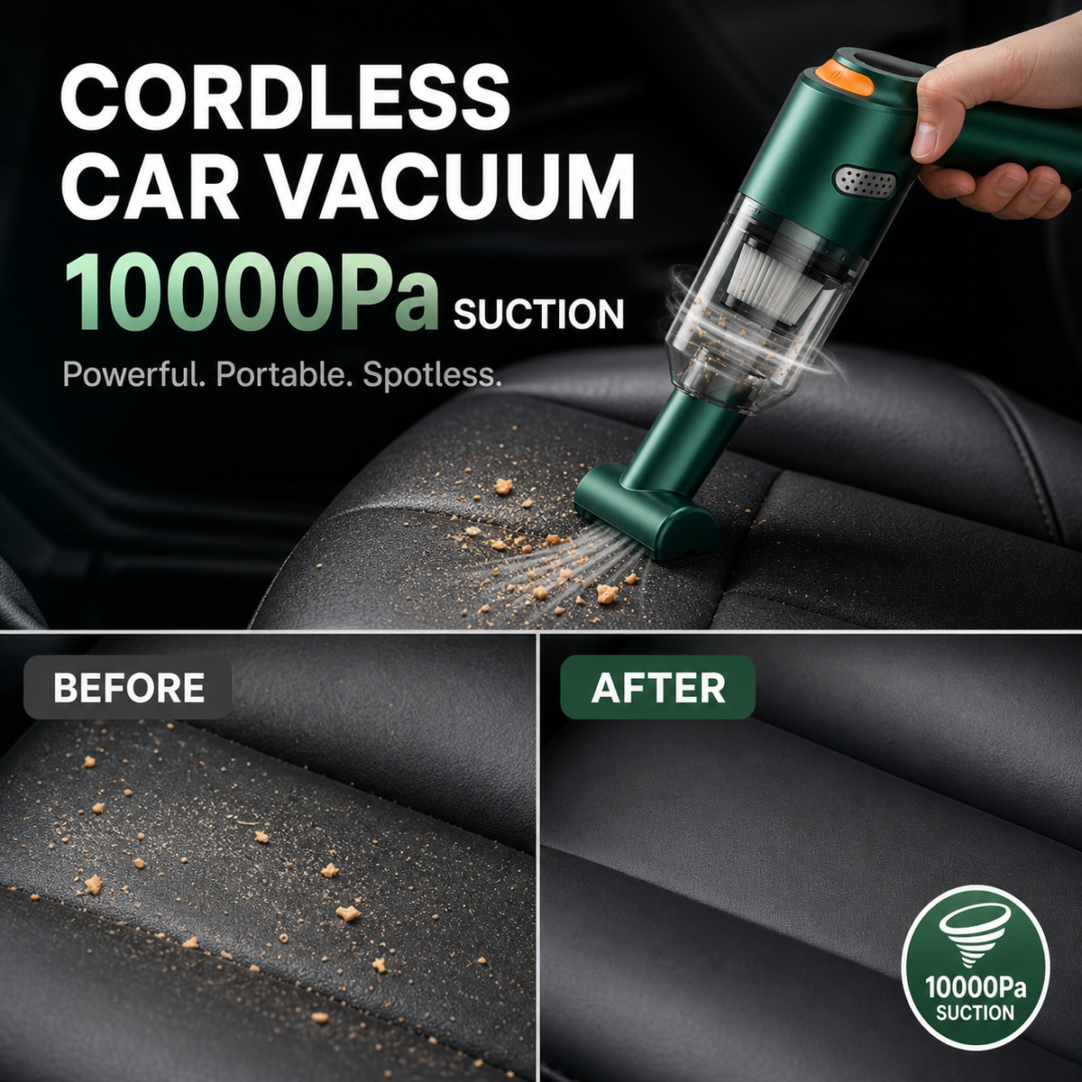 ⏳Time-Limited Special⏰🧹 Cordless Car Vacuum – 10000Pa Suction & 4000mAh Battery 🚗