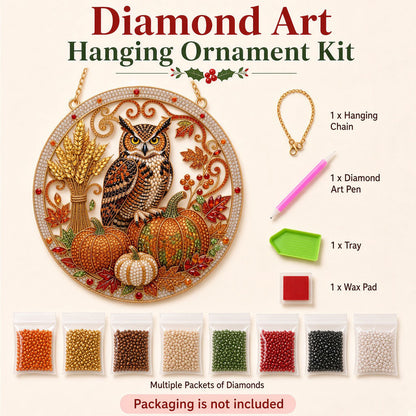 Autumn Harvest Owl Diamond Art Hanging Ornament Kit