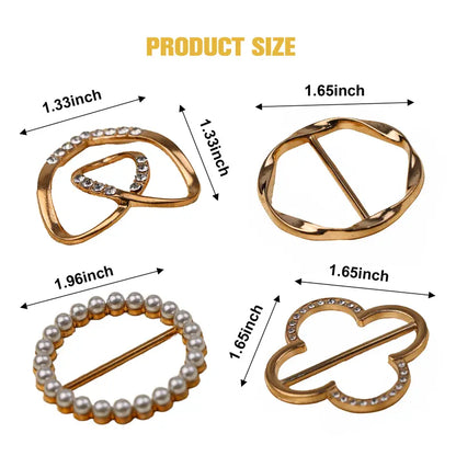 4 Counts Women's Fashion Metal Shirt Clips, Shape-Including Round and Heart Designs 🧷