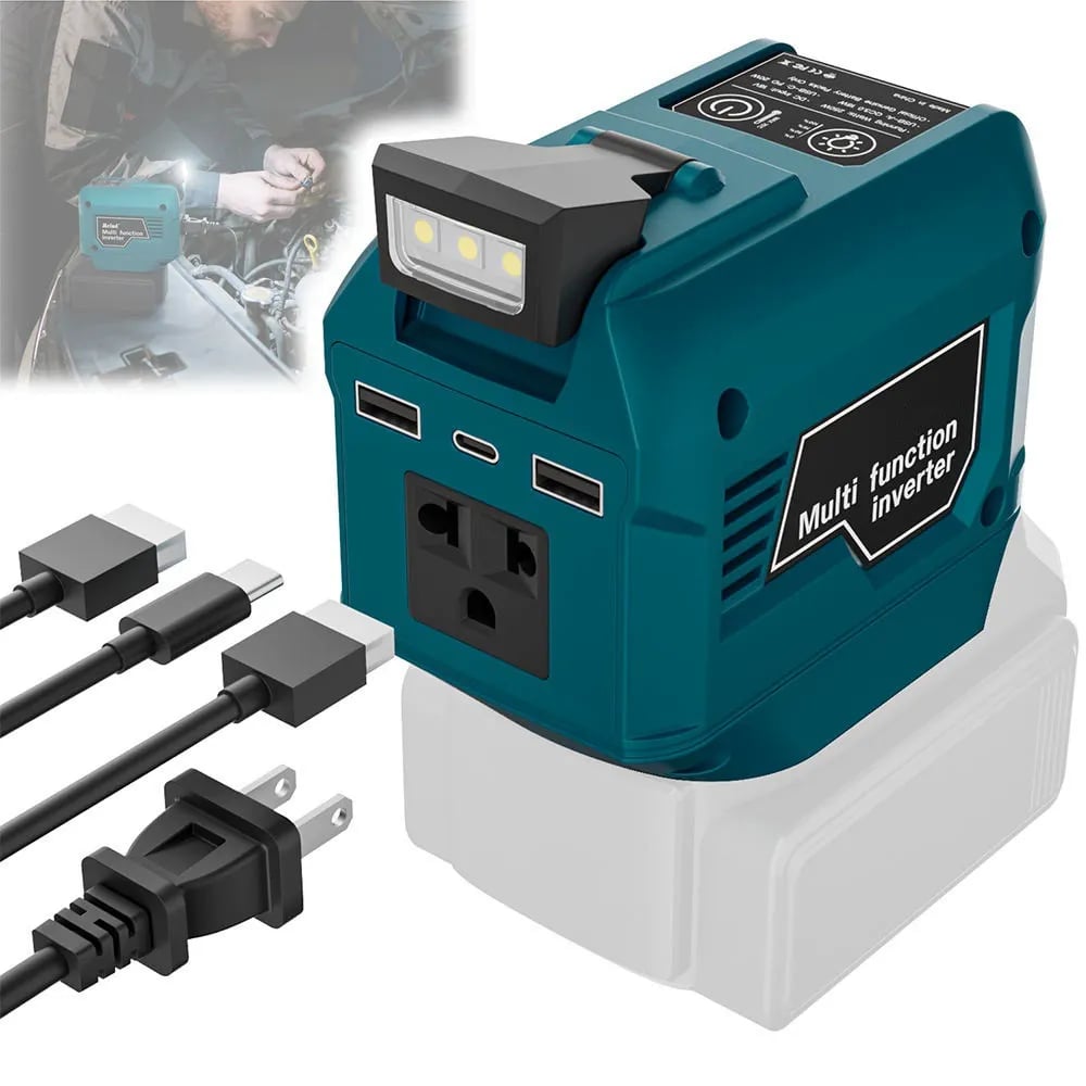 🔥250W Portable Power Inverter – Turn 18V–21V Tool Batteries Into 220V AC Power 🔋