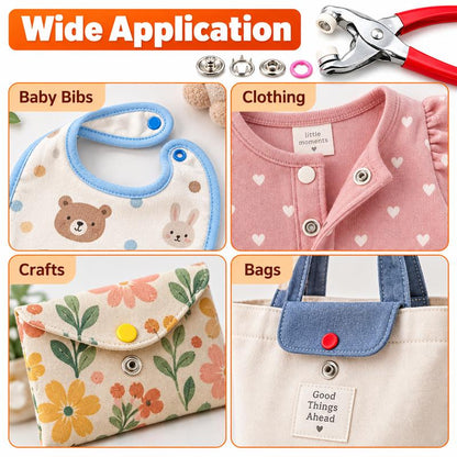 Seamless Stitching Sewing Kit-100Pcs Invisible Colored Metal Buckle & Manual Pressure Pliers 🔧