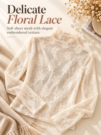 🌸 5-Pack Floral Lace Mesh Tops | Elegant Layering Set