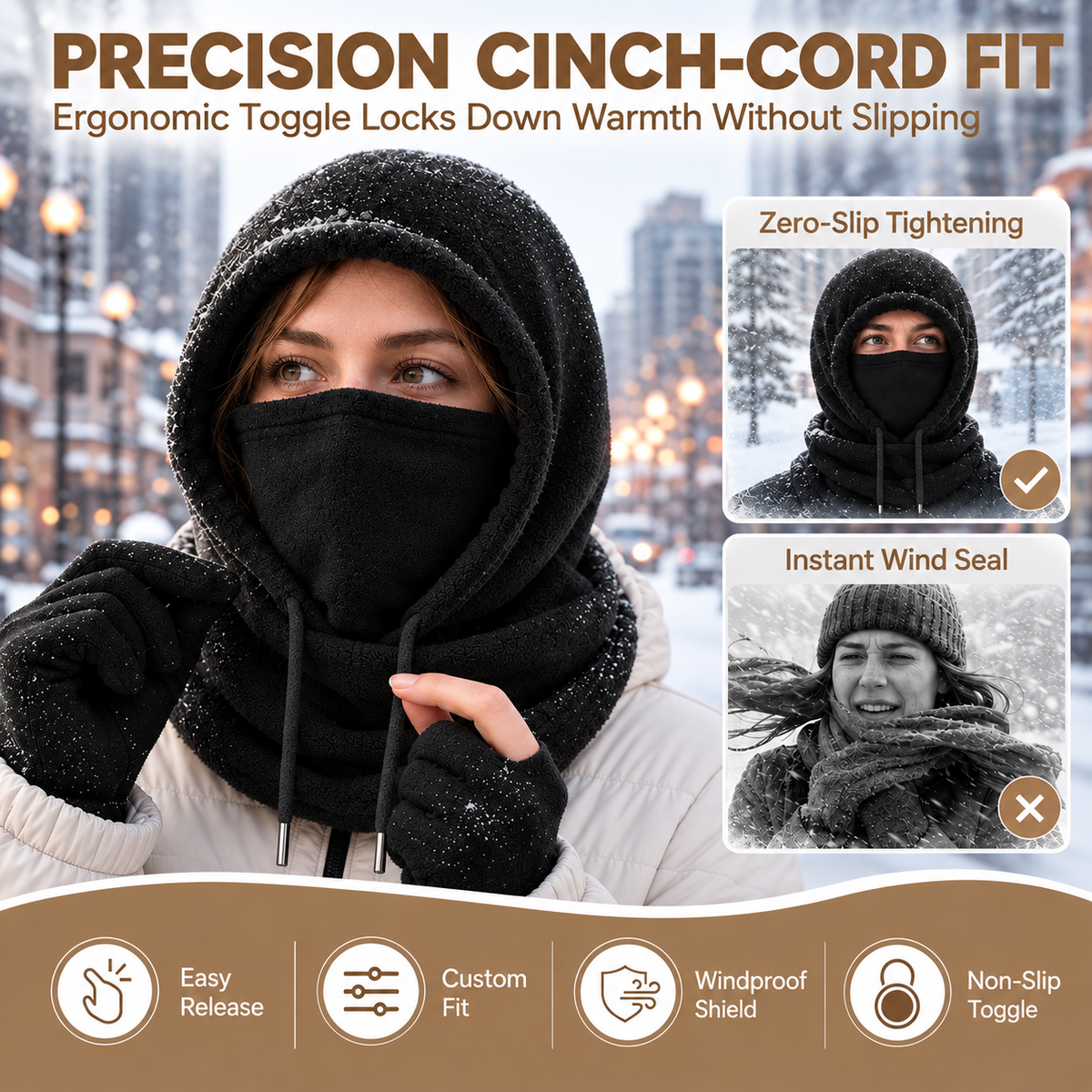 49% OFF! 🔥3-in-1 Warm Winter Sherpa Hood – Face & Neck Protection