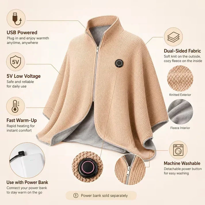 ✨ 50% OFF ENDS TODAY! 🔥 Cozy Heated Wearable Shawl