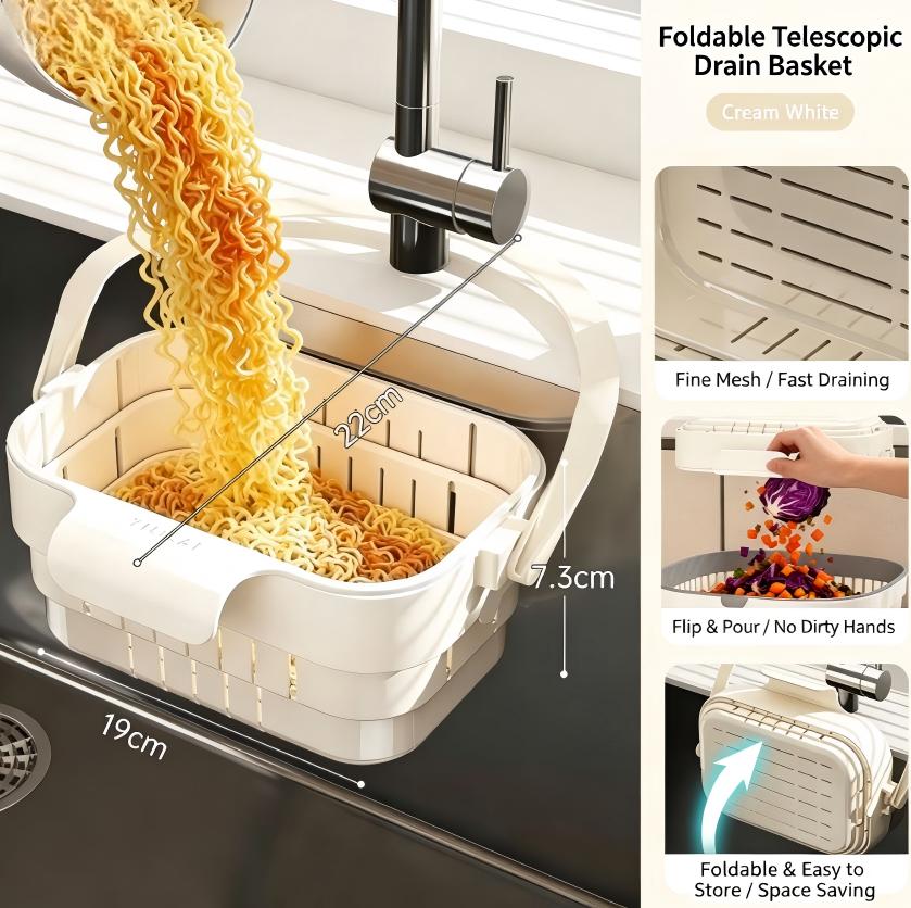 Thickened Retractable Fruit Vegetable Washing Basket Drain Rack Hanging