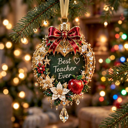 Best Teacher Ever XR1710036CL Christmas Ornament