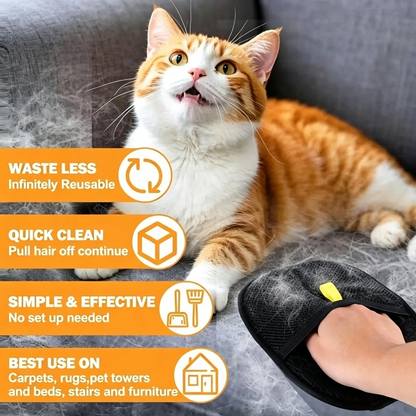 Reusable Static Pet Hair Removal Glove Lint Remover Mitt for Clothes Sofa Couch Carpet Bed Furniture Car Seats Dog Cat Grooming Brush