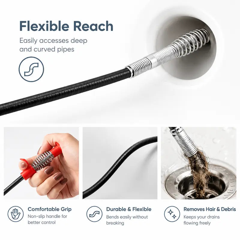 Drain Snake, Drain Clog Remover, 4 Claws Efficient Dredging Steel Wire Drain Hair Cleaner Tool  🚰
