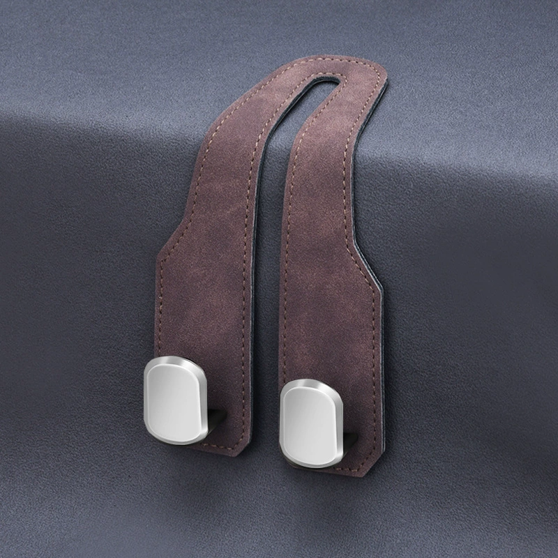 Universal Car Seat Back Upgrade: Dual Hooks with Suede-Style Finish – Interior Accessory for Front & Rear Seat Storage
