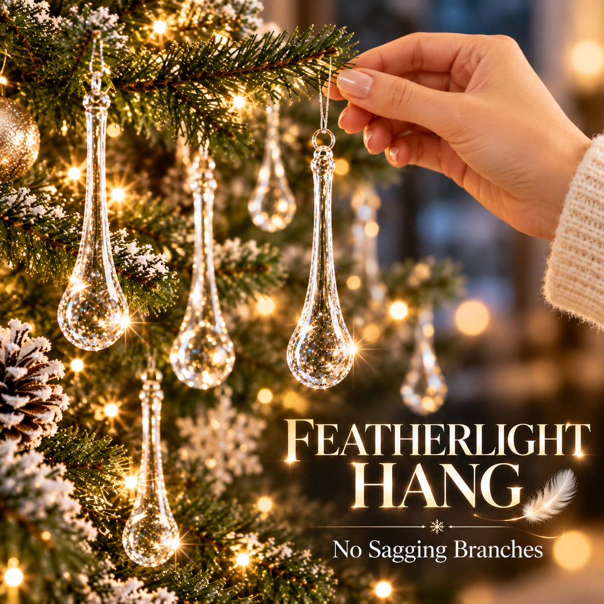 ❄️ Clear Crystal Snowflake & Icicle Christmas Ornaments