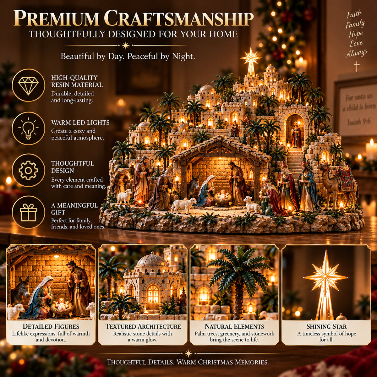 ✨ Remember the Night That Changed Everything! — The Holy Night of Bethlehem Illuminated Nativity Village