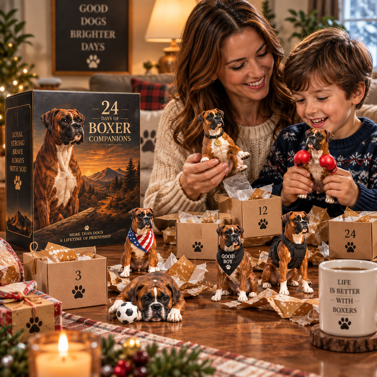 🔥Black Friday Deal 🐶24 Days of Boxer Companions — 24 Unique Boxer Dog Collectible Figures