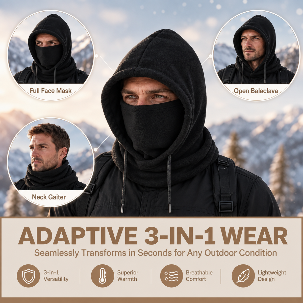 49% OFF! 🔥3-in-1 Warm Winter Sherpa Hood – Face & Neck Protection