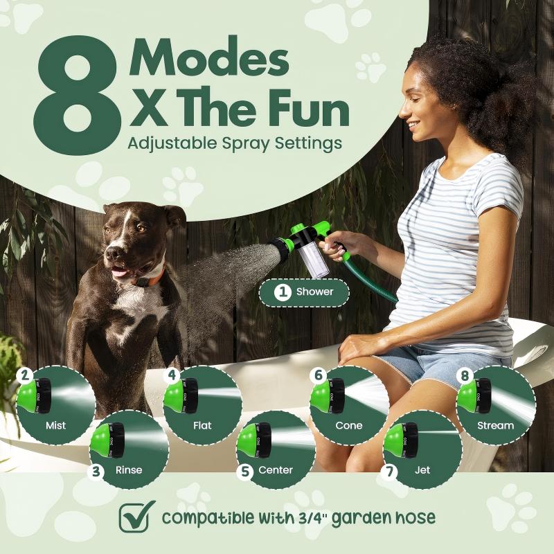Pet Bathing Sprayer with Shampoo Dispenser for Garden Hose No Power Needed