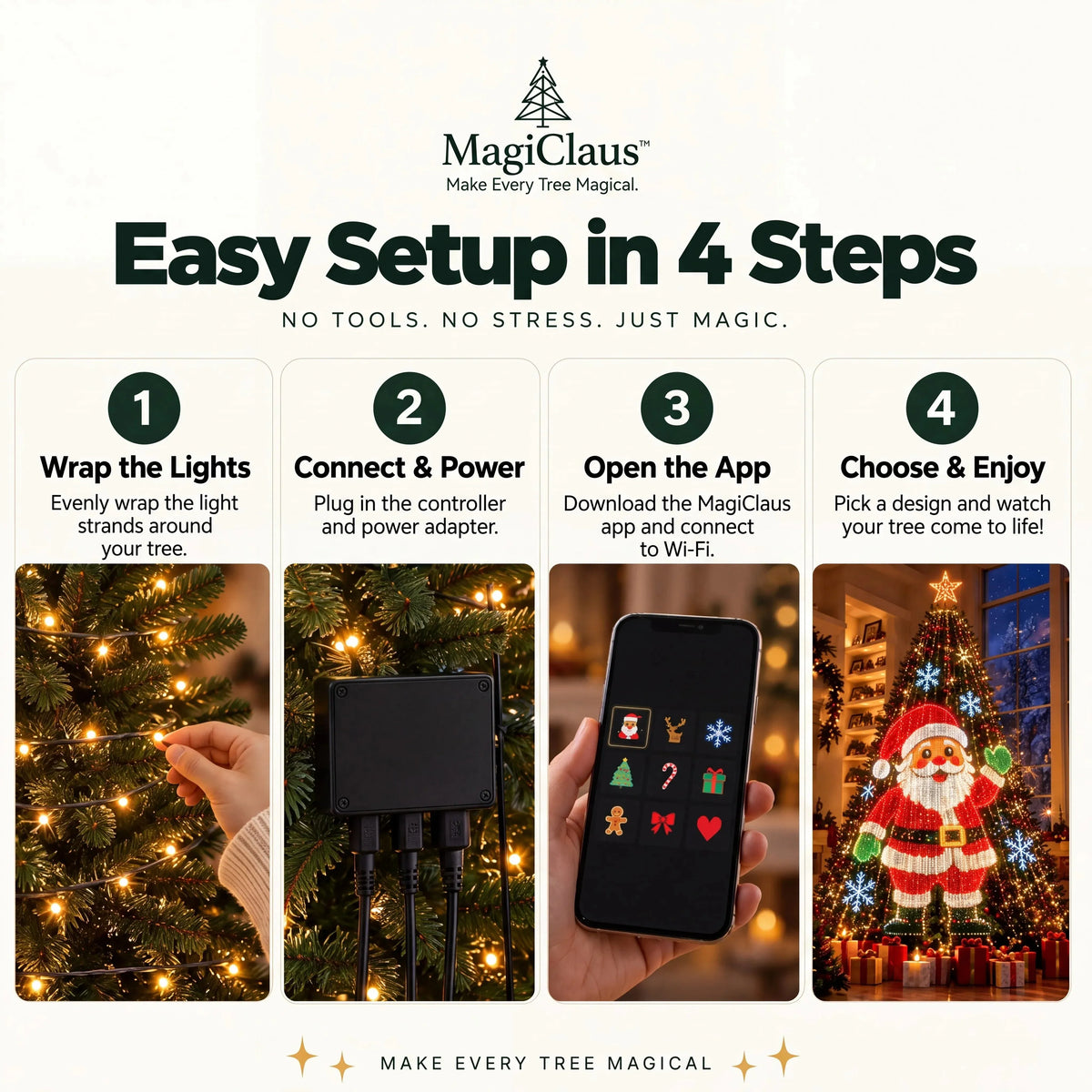 🔥Black Friday Deal 🎄Smart Animated Christmas Tree Lights – App-Controlled LED Effects