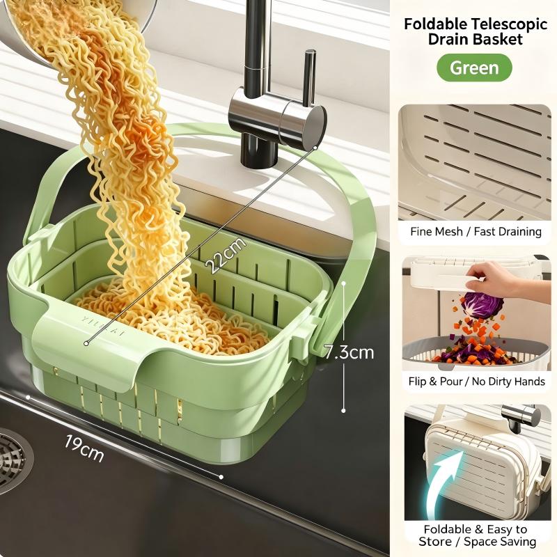 Thickened Retractable Fruit Vegetable Washing Basket Drain Rack Hanging
