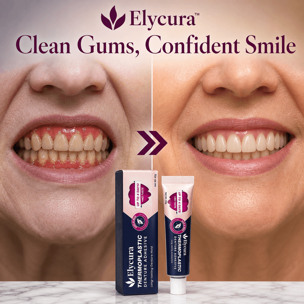 Elycura™denture adhesive- Holds for Days, Then Peels Off Clean - No Scraping