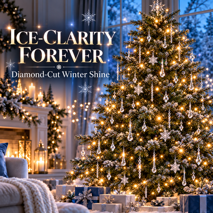 ❄️ Clear Crystal Snowflake & Icicle Christmas Ornaments