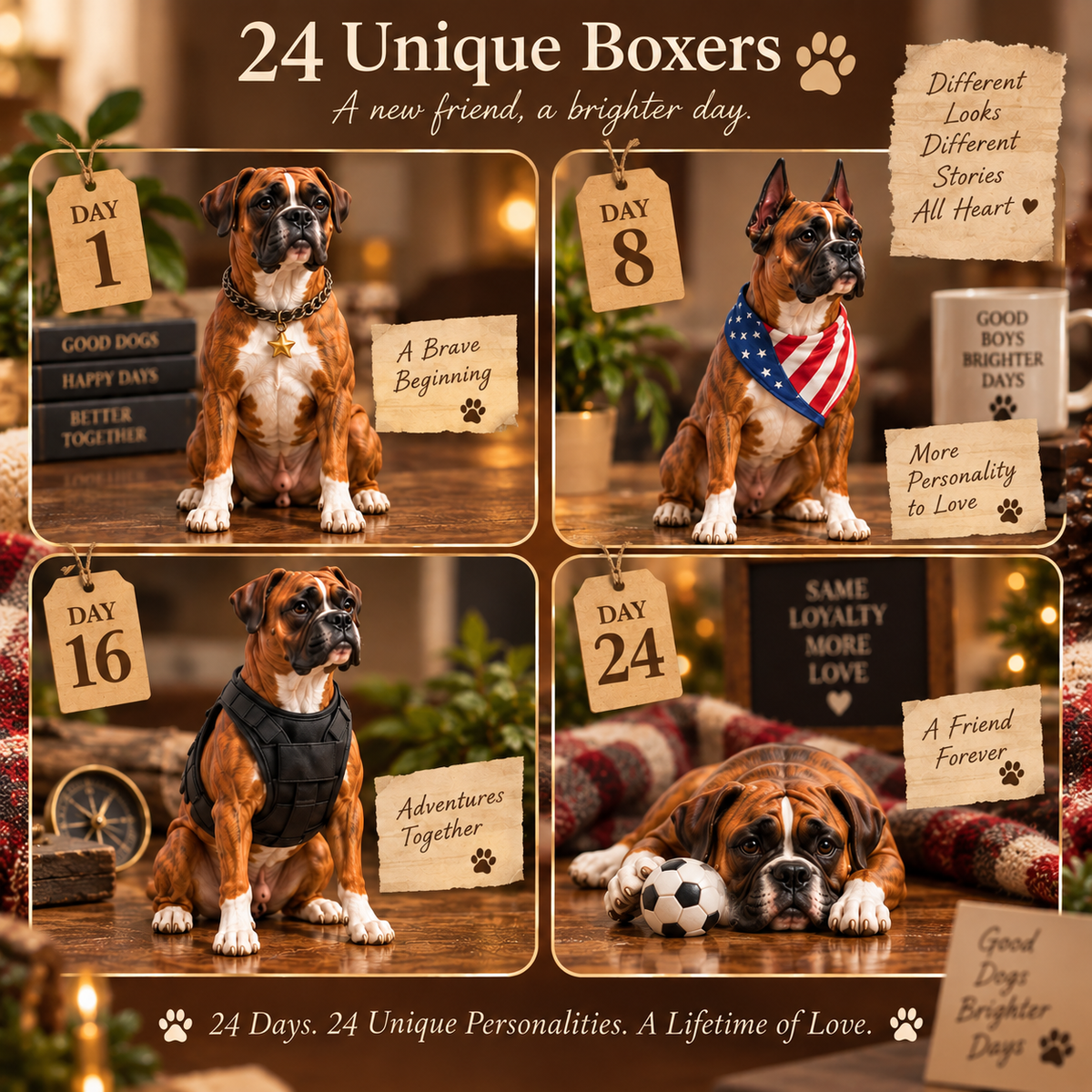 🔥Black Friday Deal 🐶24 Days of Boxer Companions — 24 Unique Boxer Dog Collectible Figures