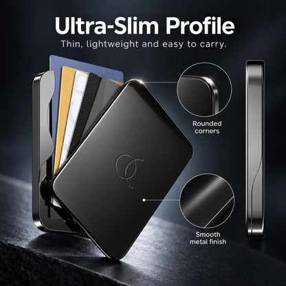 🧲 Magnetic Slim Metal Wallet ⚡ Quick Card Access & Snap-On Card Holder